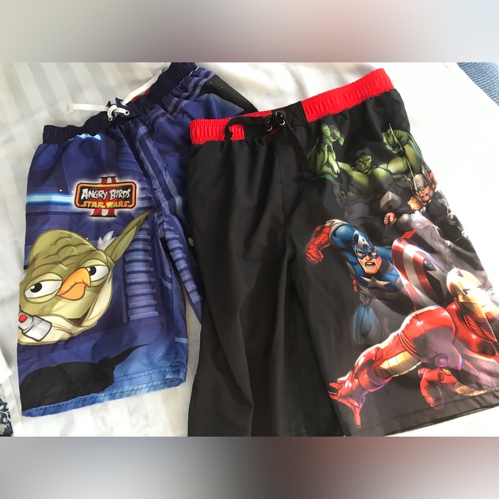 Marvel Avengers & Angry Birds Boys Swim Trunks (Bundle Of 2) Size Medium